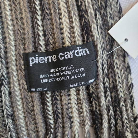 Pierre Cardin Acrylic Striped Fringed Tight Knit Scarf 52 X 8 NEW - Picture 6 of 9